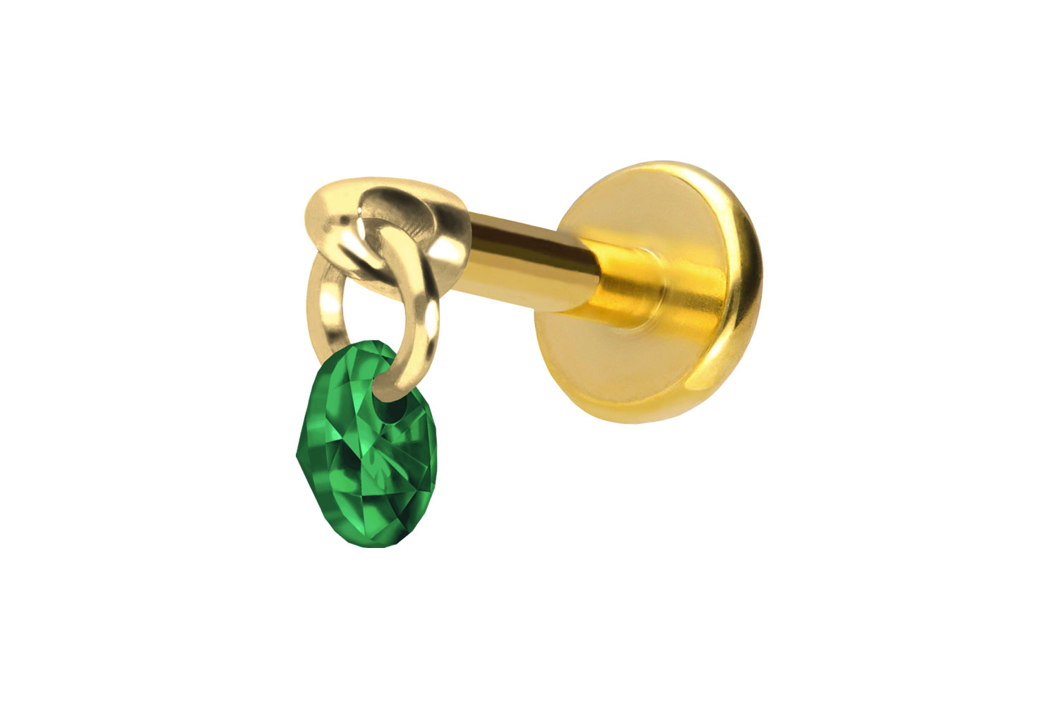 Titan Labret Piercing mit Push Fit RUNDER KRISTALL